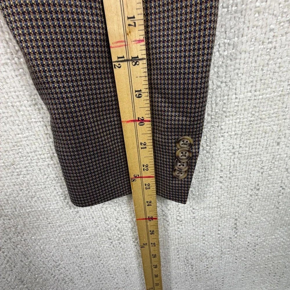 Joseph Abboud Nordstrom 38R Silk Wool Sport Coat Brown Houndstooth Blazer